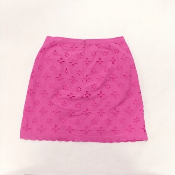 LOFT Pink Floral Eyelet Scallop Trim Mini Skirt Sz 6 - Picture 4 of 7